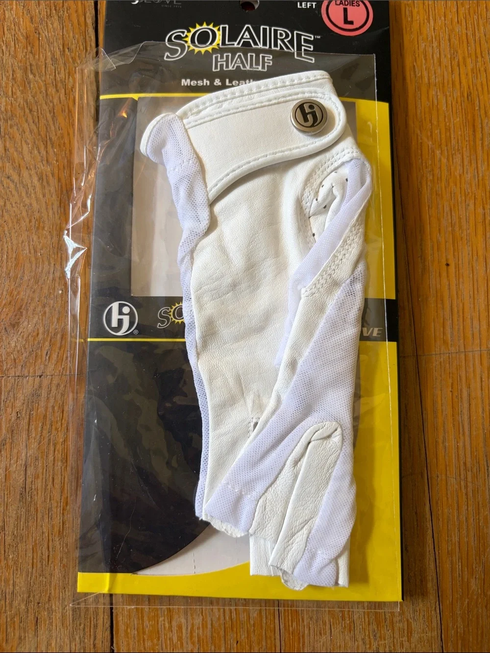 Solaire White Ladies Half Mesh & Leather Golf Glove - Left